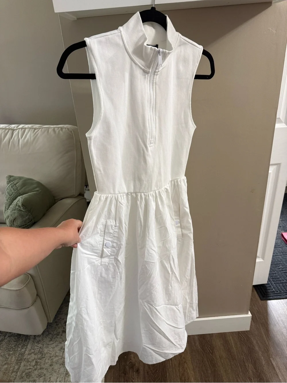 Steve Madden White Sleeveless Zip-Front Midi Skirt‎ Dress